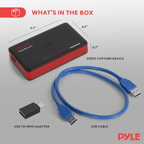 Image of Pyle Video Game Capture Card Device with Video Recorder, HDMI Output, Full HD 1080P Live Streaming, USB, SD, PC, DVD - PHDRCB48.6