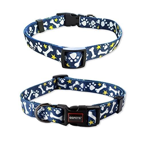 Cosyhome london Adjustable Nylon Dog Collar with Patterns, Soft Comfy Pet Collar for Small Medium Large Dogs (blue bones, s) - Image 2