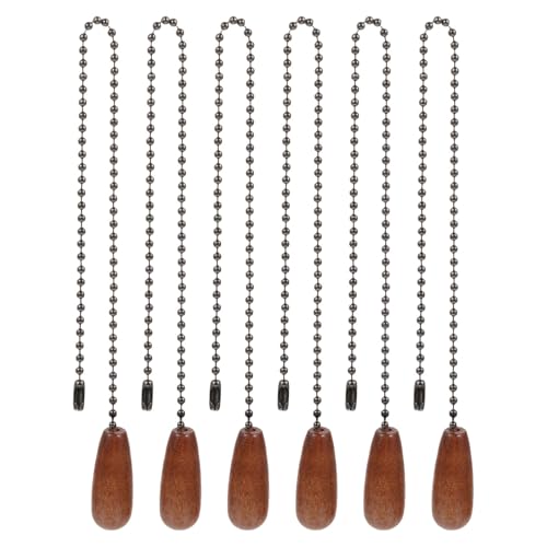 Tofficu Cadena de Cuentas Decorativa para Ventilador de Techo, Madera Natural, Juego de 6 Piezas, Cable de Tracción Resistente, Accesorio para Lámpara y Ventilador, Adecuado para Sala