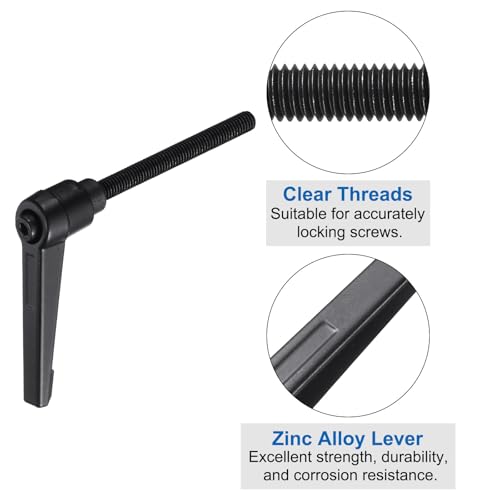 Image of uxcell 4pcs Lever Adjustable Handles M6 x 50mm Metric Male Thread with Nuts Washers, Level Clamping Handle Set Hand Stud Knobs Rotating Screw Handles Bolts with Locking Lever, Black