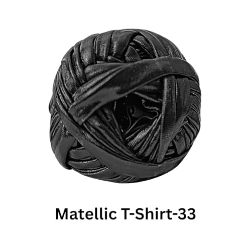 Image of VCR Black Metallic T-Shirt Yarn, 100 Grams, 100% Metallized Craft Yarn, Pack of 1 Yarn, Suitable for Handbags, Tote Bags and Sling Bags