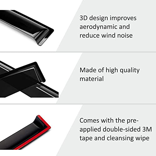 Voron Glass Tape-On Extra Durable Rain Guards For Ford Explorer 2020-2023, Window Deflectors, Vent Window Visors, 4 Pieces - 120217 #TOP3