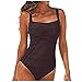 Maillot de bain bikini une pièce pour femme - Couleur unie, marron, XX-Large