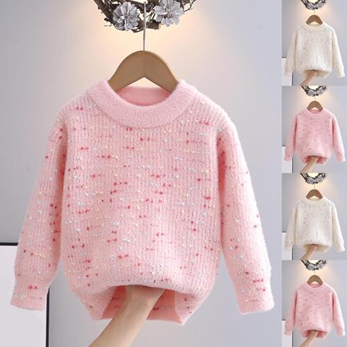 Girls Knit Crewneck Sweaters Long Sleeve Kids Fall Winter Cozy Pullover Jumper Tops for 3-12 Years2