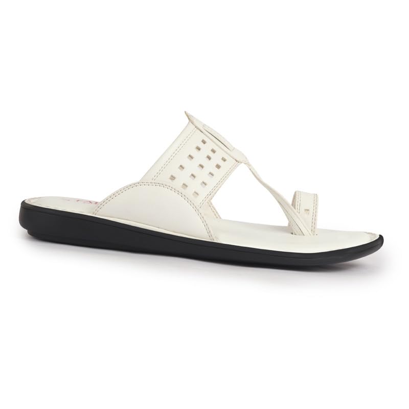 Image of FAUSTO Men Casual Outfit Kolhapuri Toe Ring Strap Ortho Slippers | Memory Cushioned Footbed | Ultra Lightweight and Comfort Slip On Slipper