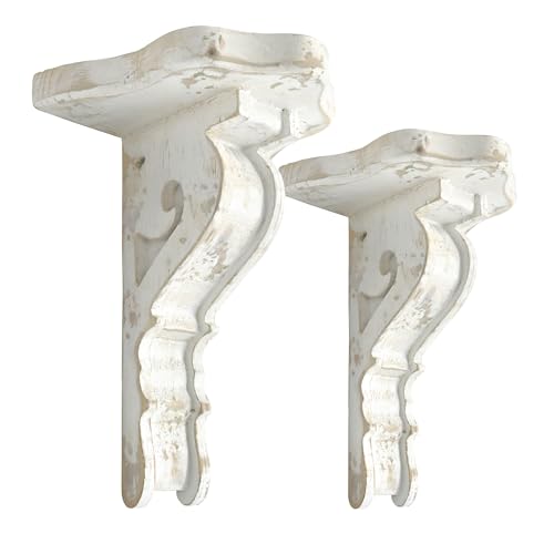 BIG FORTUNE Juego de 2 ménsulas para estantes de madera, soportes decorativos de madera, estante...