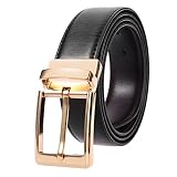 lwl Ceinture en Cuir Doré pour Hommes, Boucle à Ardillon Personnalisée, Ceinture en Cuir Fendu, Ceinture De Travail en Jean Décontractée Perforée épais 125cm Gold/Black