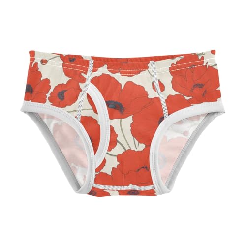 KLL Vibrant Floral Pattern Poppy Toddler Boys' Cotton Boxer Briefs Cute Undies