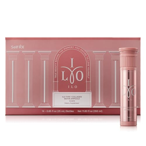ILO Type 1 Liquid Collagen Drink – 3,000mg Marine Collagen with Biotin & Ceramide | Skin Glow & Hydration | Orange Flavor | 14 Bottles – Korean Beauty Supplement