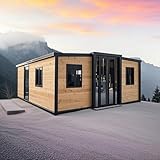 Pequeña casa prefabricada portátil a la venta, casa modular móvil de 20 pies, con 2 dormitorios, 1 baño y cocina totalmente equipados, casa contenedor expandible para vivir para adultos, casa pequeña