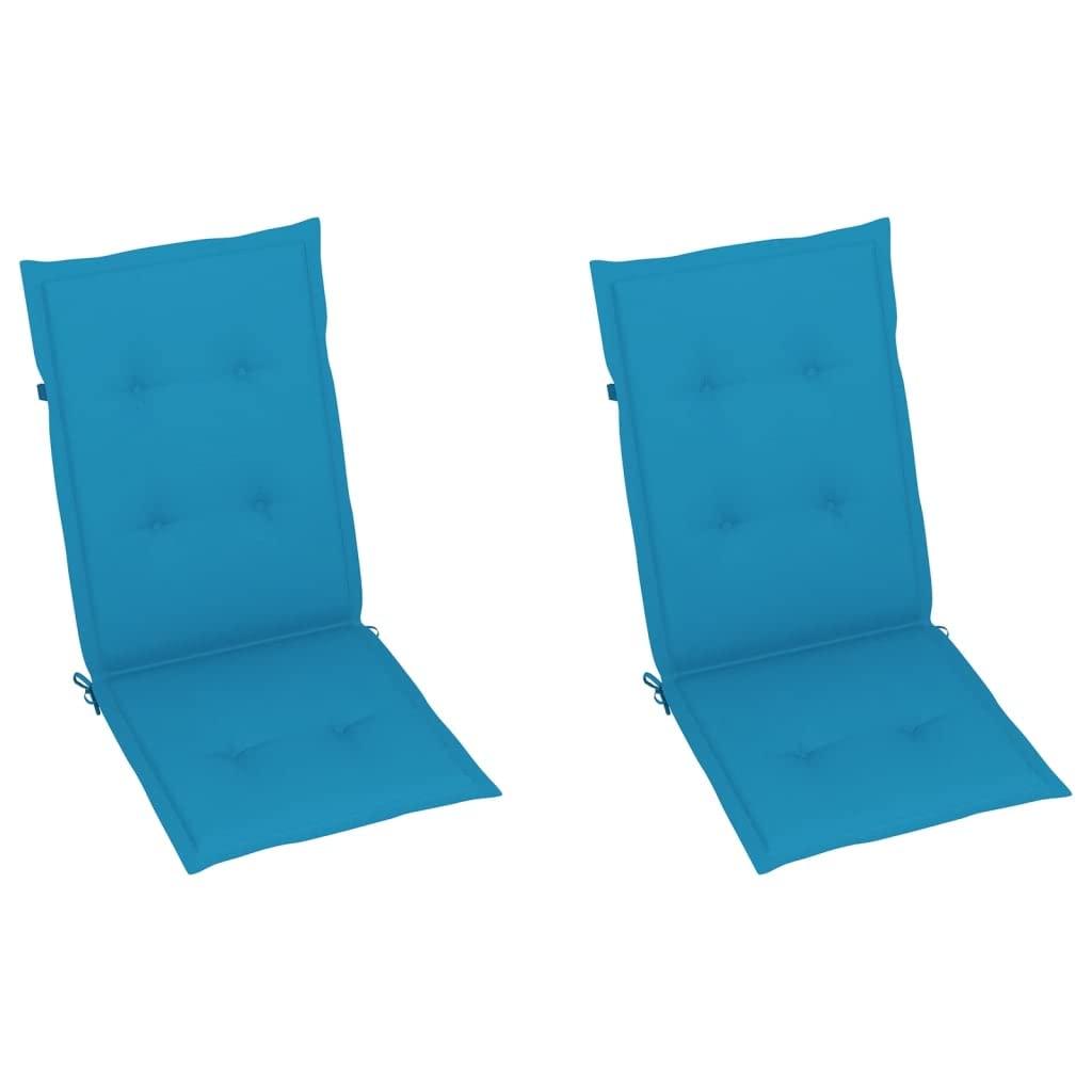 Cuscini per sedia da giardino, 2 pezzi, per sedie a sdraio con schienale alto, design universale, per interni ed esterni, balcone, terrazza, con 2 laccetti, blu, 120 x 50 x 3 cm
