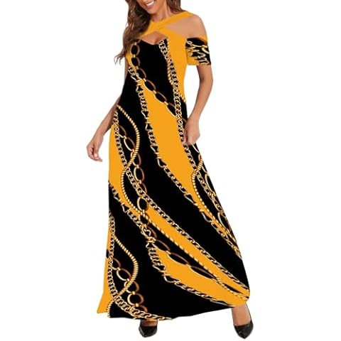 DinyIn Women's Casual Summer Maxi Dresses 2024 Plus Size Short Sleeve African Dress Loose Back V-Neck Stripe Sundress with Pockets Cover