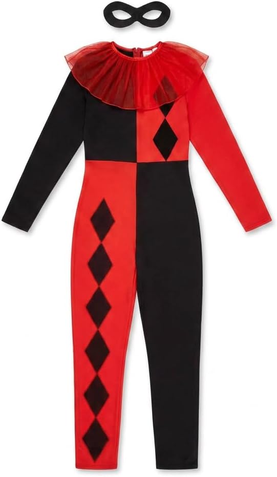 Jester Costume Women, Harlequin Costume, Medieval Jester Cirucs Outift, Halloween Costumes for Women Adult