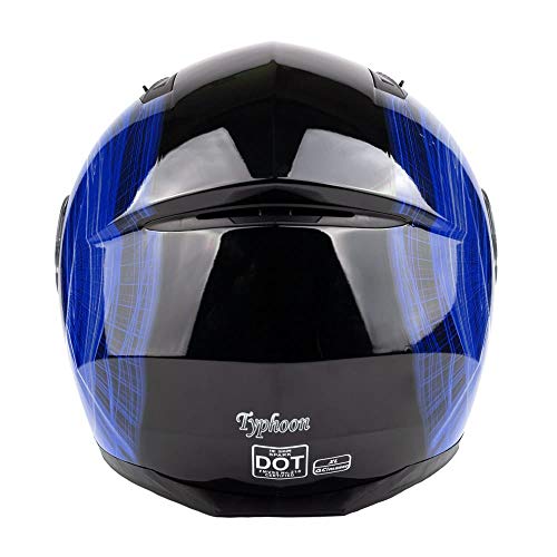 Typhoon Th158 Adult Modular Motorcycle Helmet Dot Dual Visor Full Face Flip-Up - Blue Large #TOP5