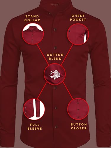 Image of Men's Slim Fit Beige Color Cotton Blend Casual Shirt