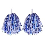 SHINROAD Pompones ligeros de animadora para espectadores, equipo de animación metálico, 2 unidades, flores de mano para competiciones deportivas, celebraciones, azul y blanco