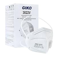 GIKO FFP2 Maske mit Ventil 20 stück weiß FFP2 Masken FFP2 Atemschutzmaske 5 Schutzschichten Schutz FFP 2 Kopfband Gesichtsmasken
