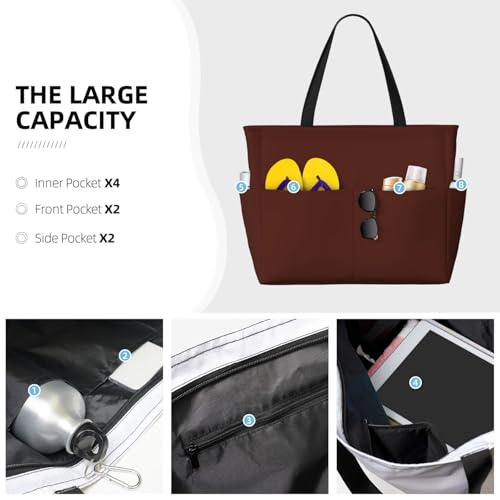 Brown Print Large Beach Tote Bag for Women Extra Large Capacity Sandproof Waterproof Pool Bag Suitable for Swimming Pool Gym Groceries Travel3