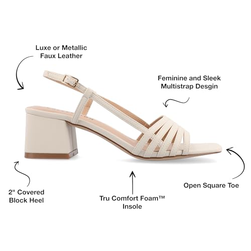 Journee Womens Strappy Buckle Sling Back Covered Block Heel Open Square Toe Shayana Comfort Foam Sandals2