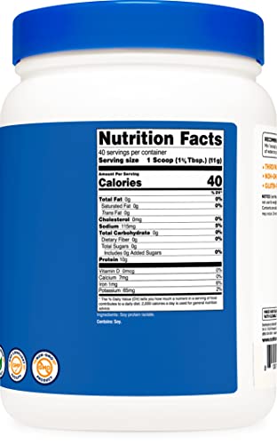 Nutricost Soy Protein Powder, 1 Lb Unflavored, 10 Grams Of Protein Per Serving, Vegetarian, Non-Gmo & Gluten Free #TOP3