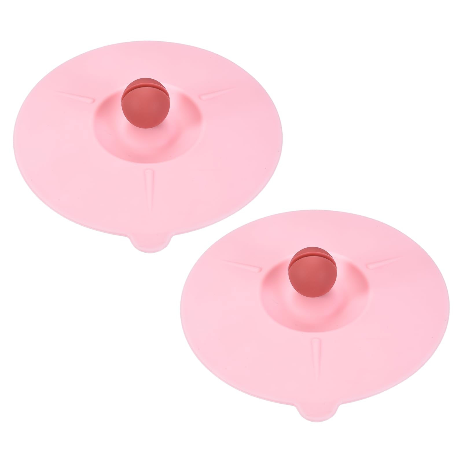 sourcing map 2 Pcs Silicone Cup Covers, 12cm/4.7 Inch Soft Silicone Cup Lids with Acrylic Knob Reusable Mug Cover Lids Anti-dust Airtight Seal for Tea Coffee Drink Glass Mug, Light Pink