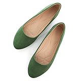 SAILING LU Pointy Toe Shoes Women Solid Ballet Flats Comfort Solid Flat Shoes for Crews Women Work Slip On Moccasins Army Green Size 9