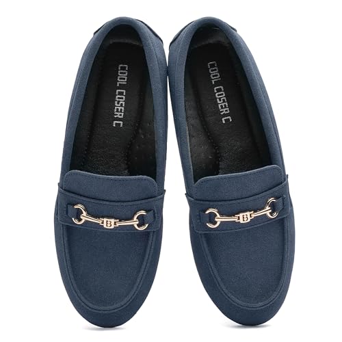 Image of Women's Wide Loafers Casual Slip on Flat Shoes Women's Comfort Penny Loafers with Arch Support Women Dressy Moccasins