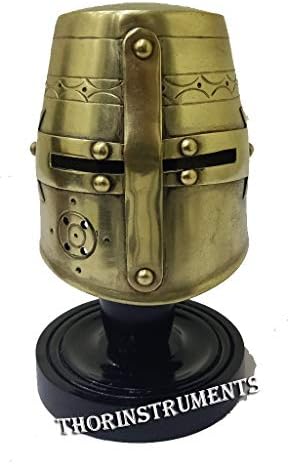 Brass Knight Crusader Mini Helmet Black Stand Office Table Top Decor Rustic Vintage Home Decor Gifts image 4