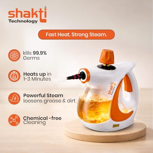 Image of Shakti Technology Steam Blast Multi-Purpose Steam Cleaner for Home - Kills 99.9% Germs - 1000W High Pressure Power for Tough Grease, Kitchen Chimney & Car Detailing