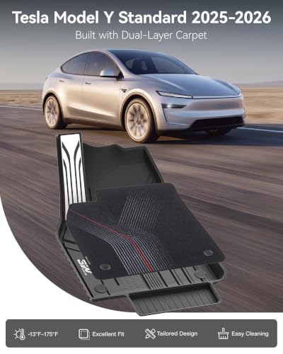 Image of 3W 9PCS Floor Mats for Tesla New Model Y 2025-2026 Only for Standard | & Star Trails Carpets TPE All Weather Floor Liner, Trunk Mats & Seat Back Cover Protector, Cargo Liners, Model Y Accseeories