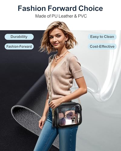 Image of PACKISM Clear Bag for Stadium Events - Clear Purses for Women Transparent Crossbody Messenger Bag for Concerts Game Day