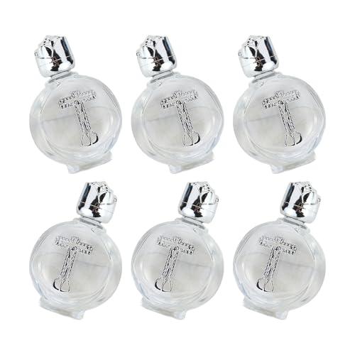 PANGBOER Lot de 6 Bouteilles d'eau en Verre Cristaux 15ml Rond Argent pour Cérémonie et Huile Essentielle