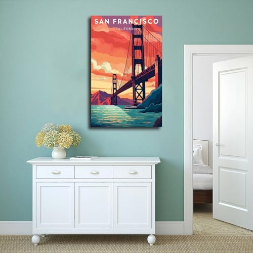 Poster San Francisco toile Golden Gate Bridge décoration murale 50x76