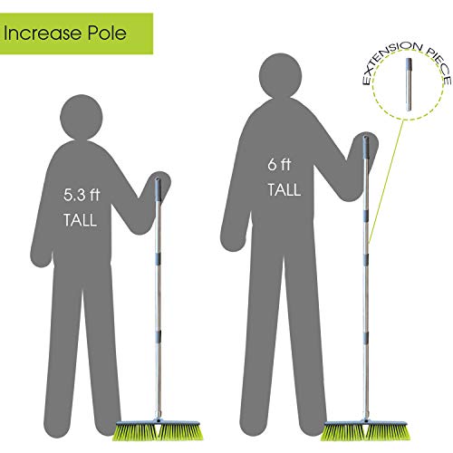 Phyex Upgraded 18" Push Broom With Adjustable Long Handle, Total Length Is 55", Multi-Surface Floor Scrub Brush For Cleaning Deck, Patio, Garage, Driveway #TOP6