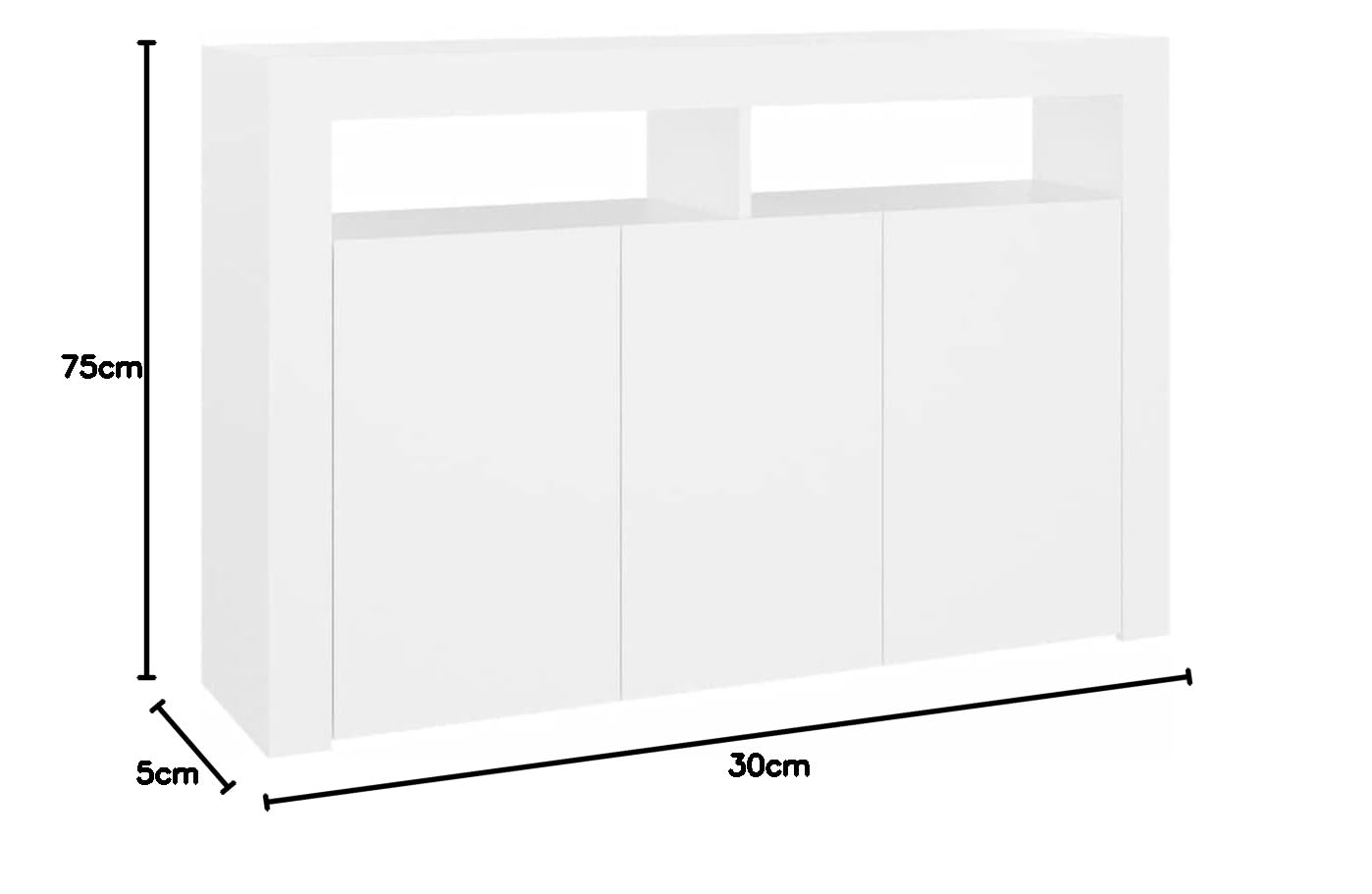 vidaXL Szafka z oświetleniem LED, biała, 115,5 x 30 x 75 cm