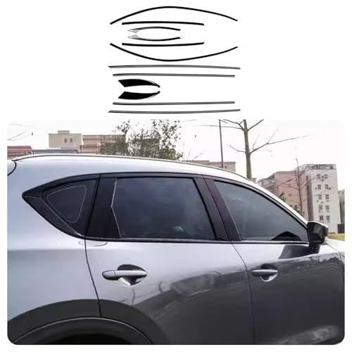 ZUNEIGUNGマツダ CX-5 2代目 KF系 に対応ウィンドウトリム イド ウェザーストリップモール ガーニッシュ 傷付き防止 ガーニッシュインテリアパネル型MAZDA CX5に適合 設計外装 パーツ アクセサリー304 ステンレス12枚【ブラック】