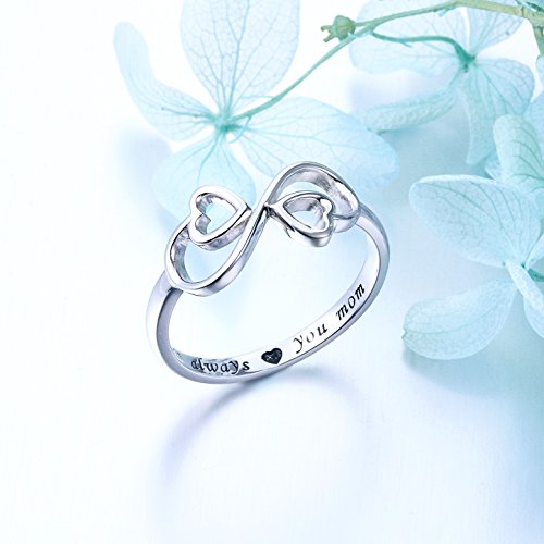 Sterling Silver Engraved Always Love You Mom Mother Daughter Forever Ring, Size 5-103