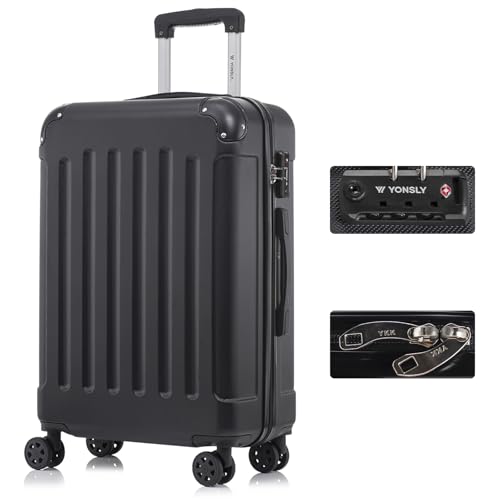 yonsly Koffer Suitcase, Trolley Reisekoffer, Rollkoffer Handgepäck mit 4 Rollen 360°, ABS Hartschalen, Sicherheitsschloss, Weicher Gummigriff, 210D-Futter