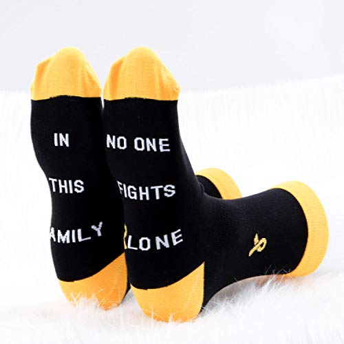 Mbmso 2 Pairs Cancer Awareness Socks In This Family No One Fights Alone Gifts Cancer Gifts For Survivor Fighter (Yellow) #TOP2