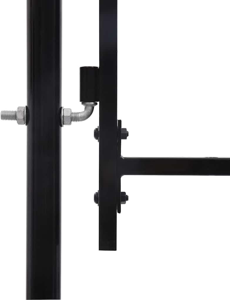 vidaXL Fence Gate Boxtel, Metal Fence Post for Outdoor Patio Backyard Lawn Landscape, Garden Gate with Arched Top, Steel 39.4"x39.4" Black Single Door