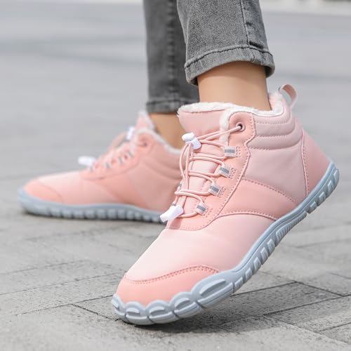 Image of Men's Women's Winter Barefoot Hiking Boots, Slip On Warm Zero Drop Snow Boots, Wide Toe Box Booties, Waterproof Shoes Sneakers Hike Shoes for Hiking Walking Outdoor Unisex