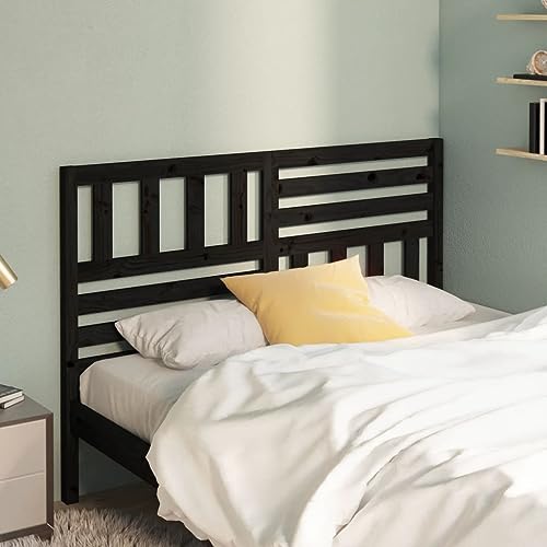 AUVYI Bett Kopfteil Gästezimmer Kiefer-Massivholz Schwarz 146x4x100 cm Modischem Home Ausgefallene Aussichten Schlafzimmermöbel Rustikalen Look Dekoration von Innenräumen Vielseitig