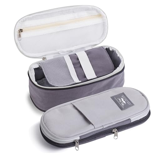 Image of Mr. Pen- Pencil Case Large, Fabric Pencil Pouch Large, Grey, Pen Bag | School Supplies, Pencil Pouch Cute