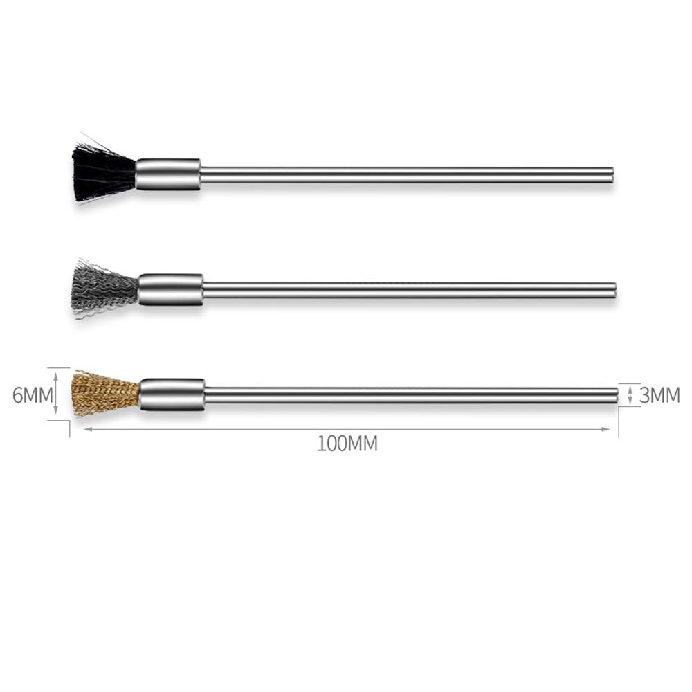 SEIWEI Wire Brush 6 mm End Brush Cleaning Wire Brush Suitable for Metal and Non Metal Surface Polishing, Derusting, Degreasing Burr, Polishing(Hose Hair Brush)