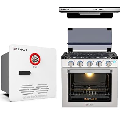 CAMPLUX 21 Inches RV Gas Range and 22 Inches RV Range Hood Combo, Classic Series RV Water Heater
