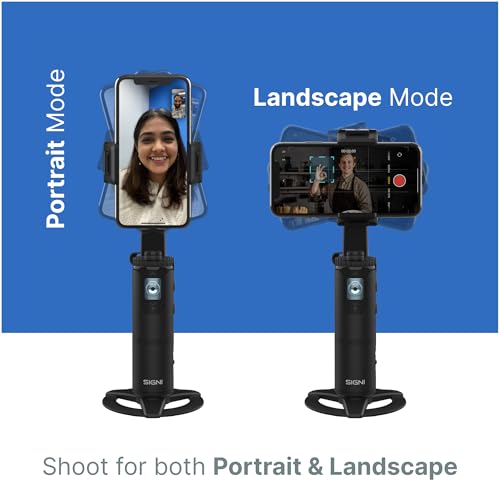 Image of SIGNI FOLLO Compact AI Face Recognition Tracker 360 Degree Rotation, Adjustable Height, Fill Light, Smart Tracking, Start /Stop Gestures for Mobile Phone & Gopro Compatible with SIGNIPOD Tripod