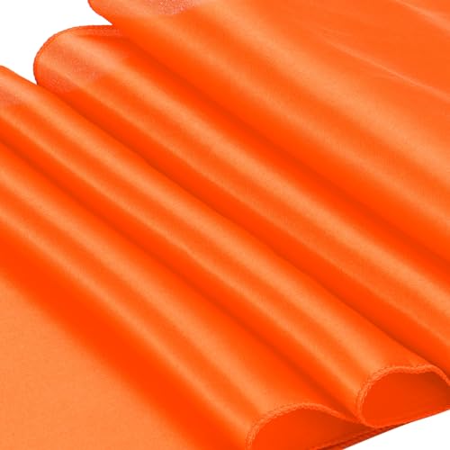 Chemin de table orange satin de soie 30x274cm deco anniversaire - 6