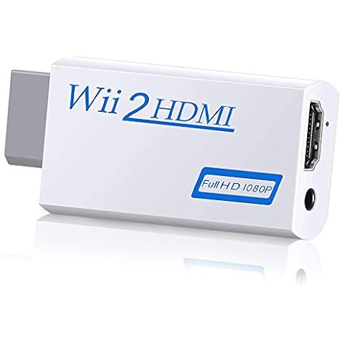XCOZU Wii to HDMI Adapter, Wii to HDMI Converter Connector with Full HD 1080p/720p Video Output and 3.5mm Audio, Supports All Wii Display Modes Game - White Cover
