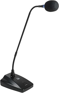 TOA Electronics EM-380-AM Gooseneck Microphone, Black, 750 Ohms Impedance, 41dB Sensitivity, 50Hz - 16000Hz Frequency Response, 500mm Microphone with Stable Base