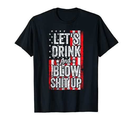 Funny Fireworks & Beer Drinking Men Women 4th of July Party T-Shirt